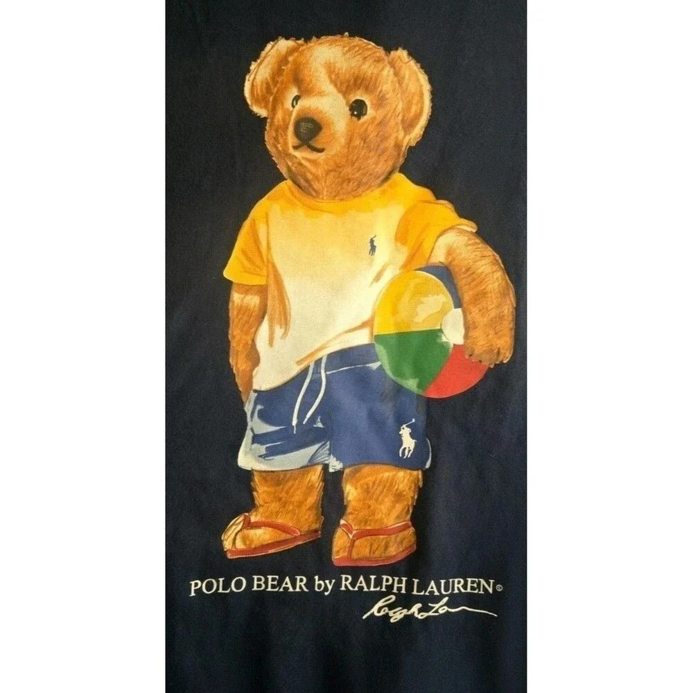 Polo Ralph Lauren Hoodie Jersey 2XL Blue Big Polo Bear Beach Ball Long Sleeve